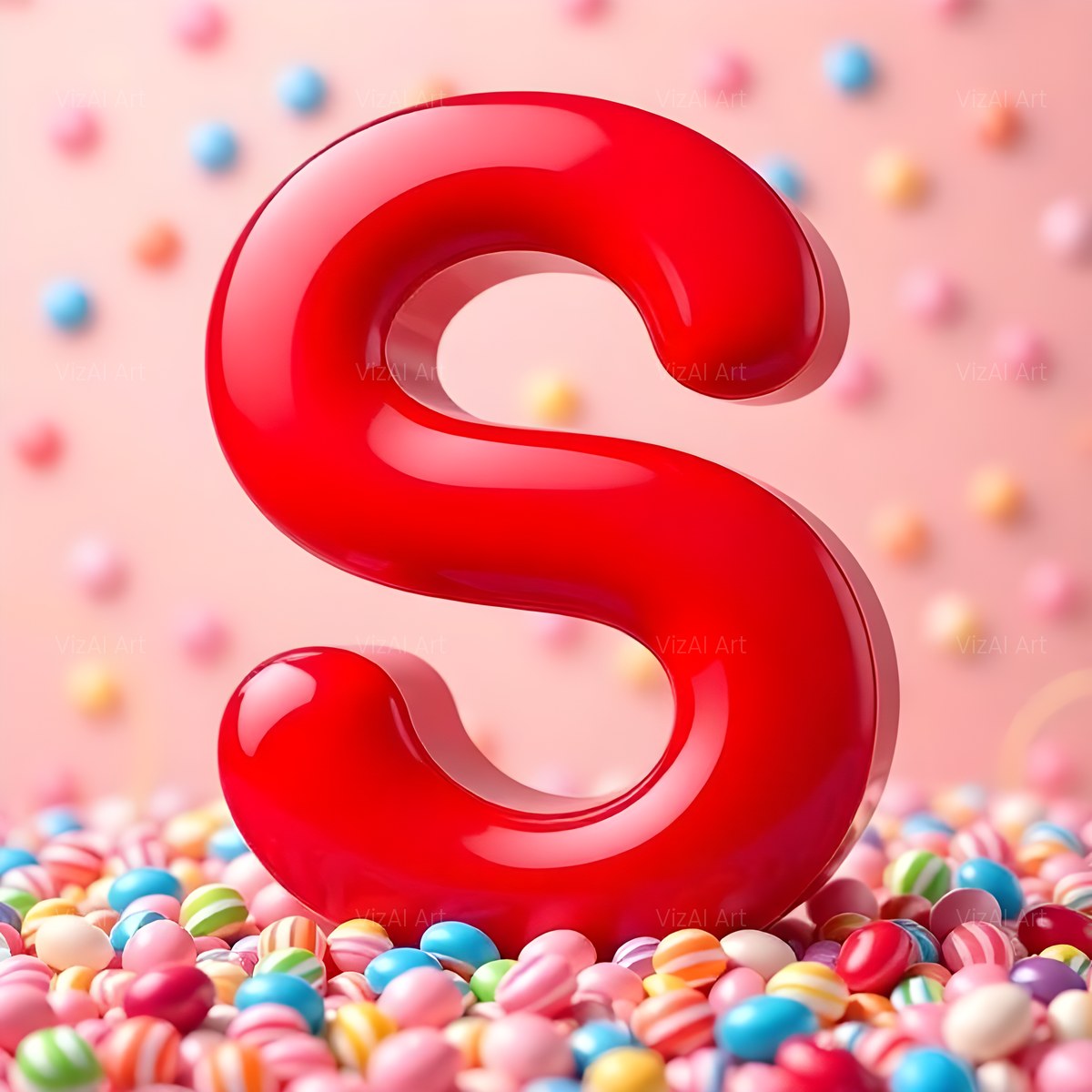 Glossy Candy Heap alphabet — printable letter S