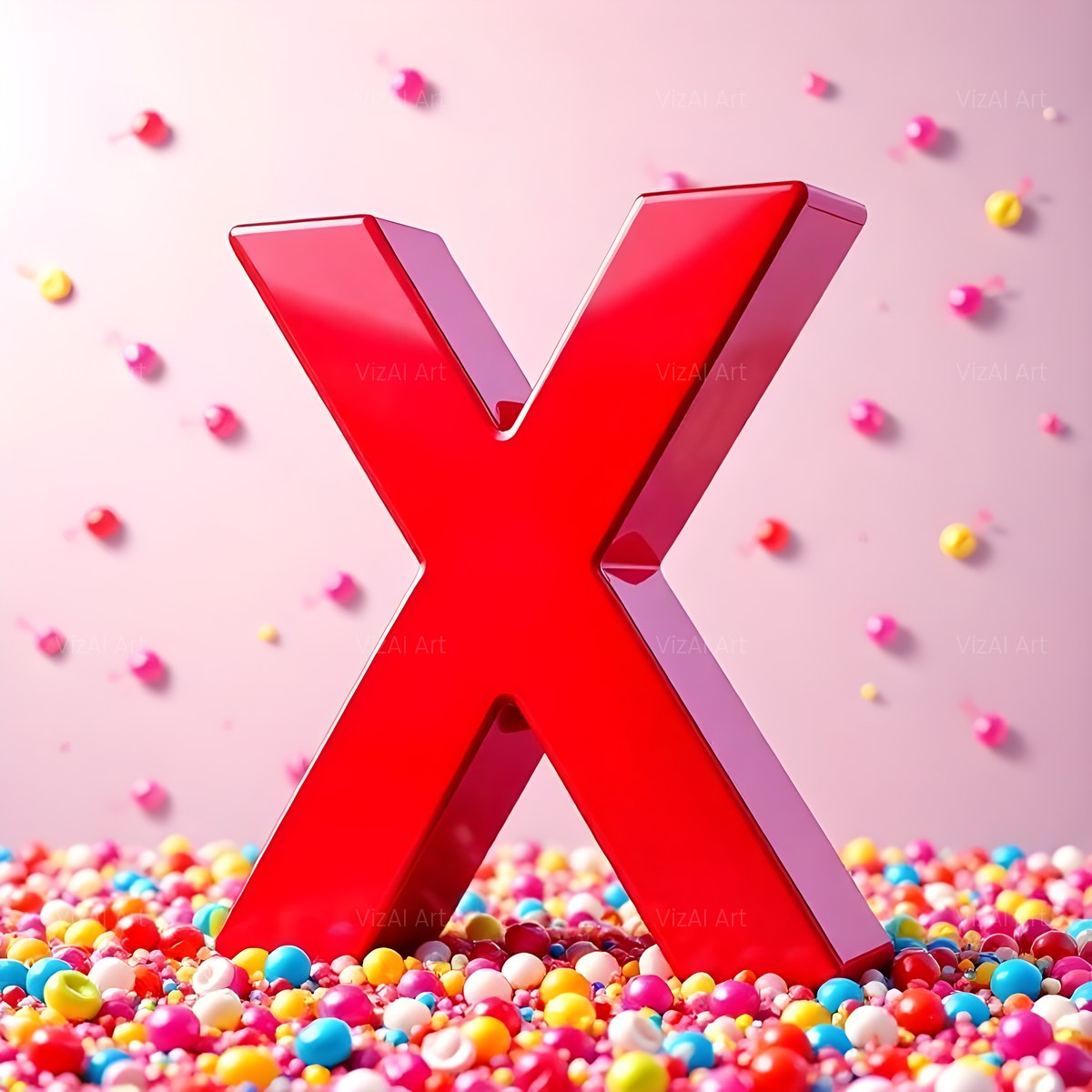 Glossy Candy Heap alphabet — printable letter X
