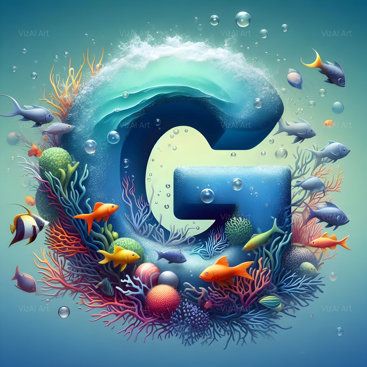 Coral Reef Fish alphabet — printable letter G