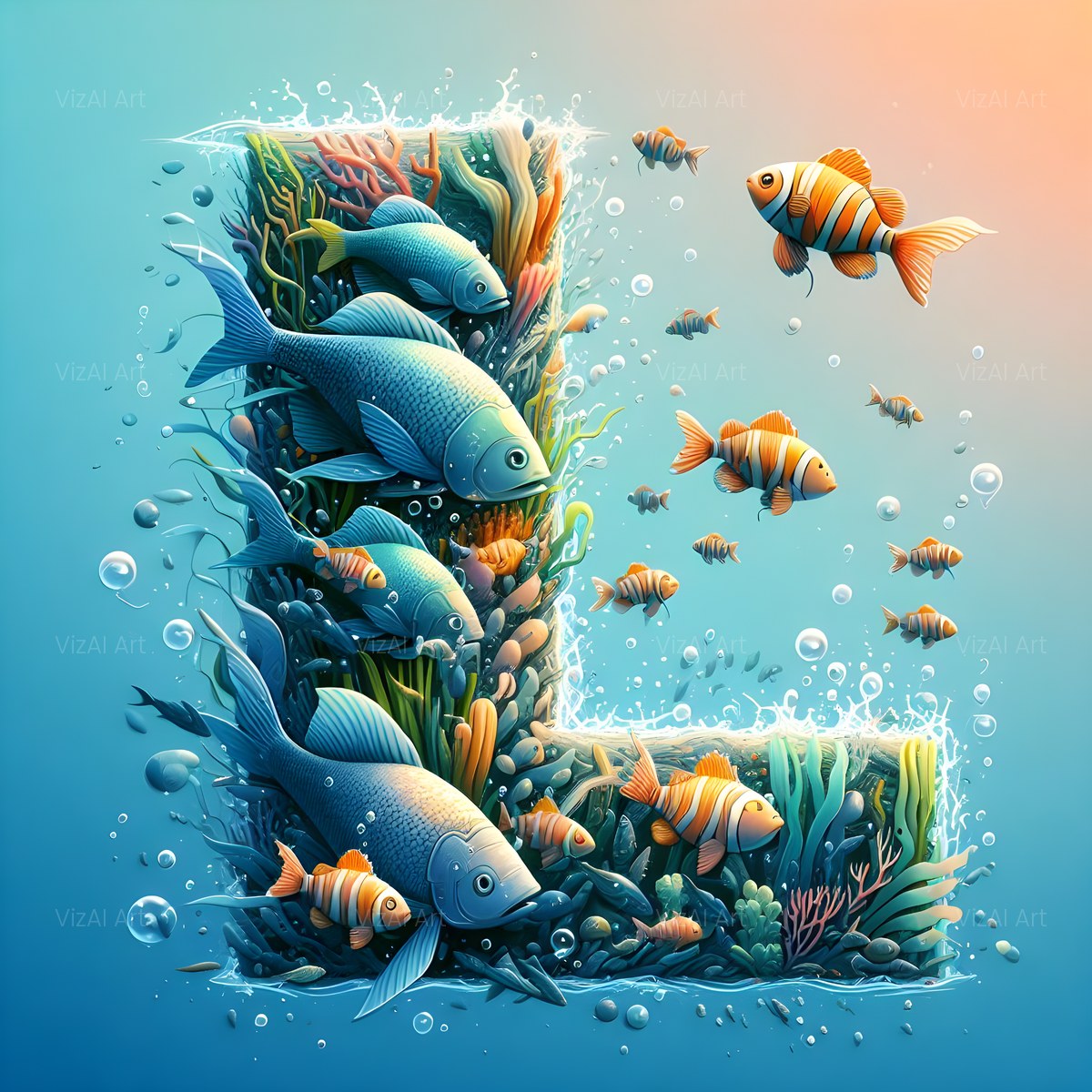 Coral Reef Fish alphabet — printable letter L