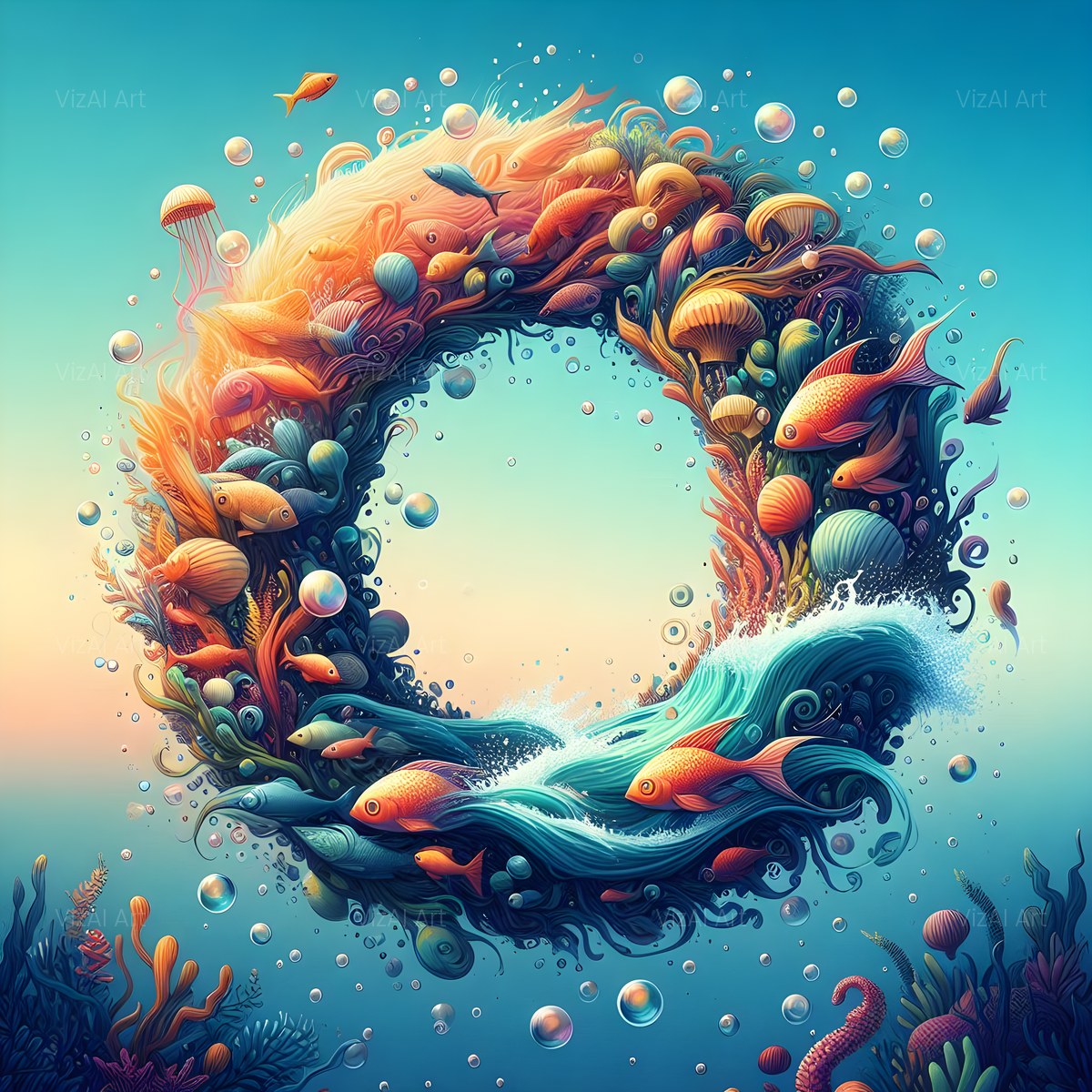 Coral Reef Fish alphabet — printable letter O