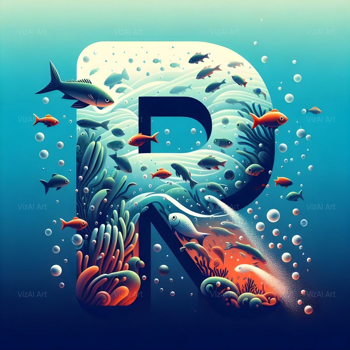 Coral Reef Fish alphabet — printable letter R