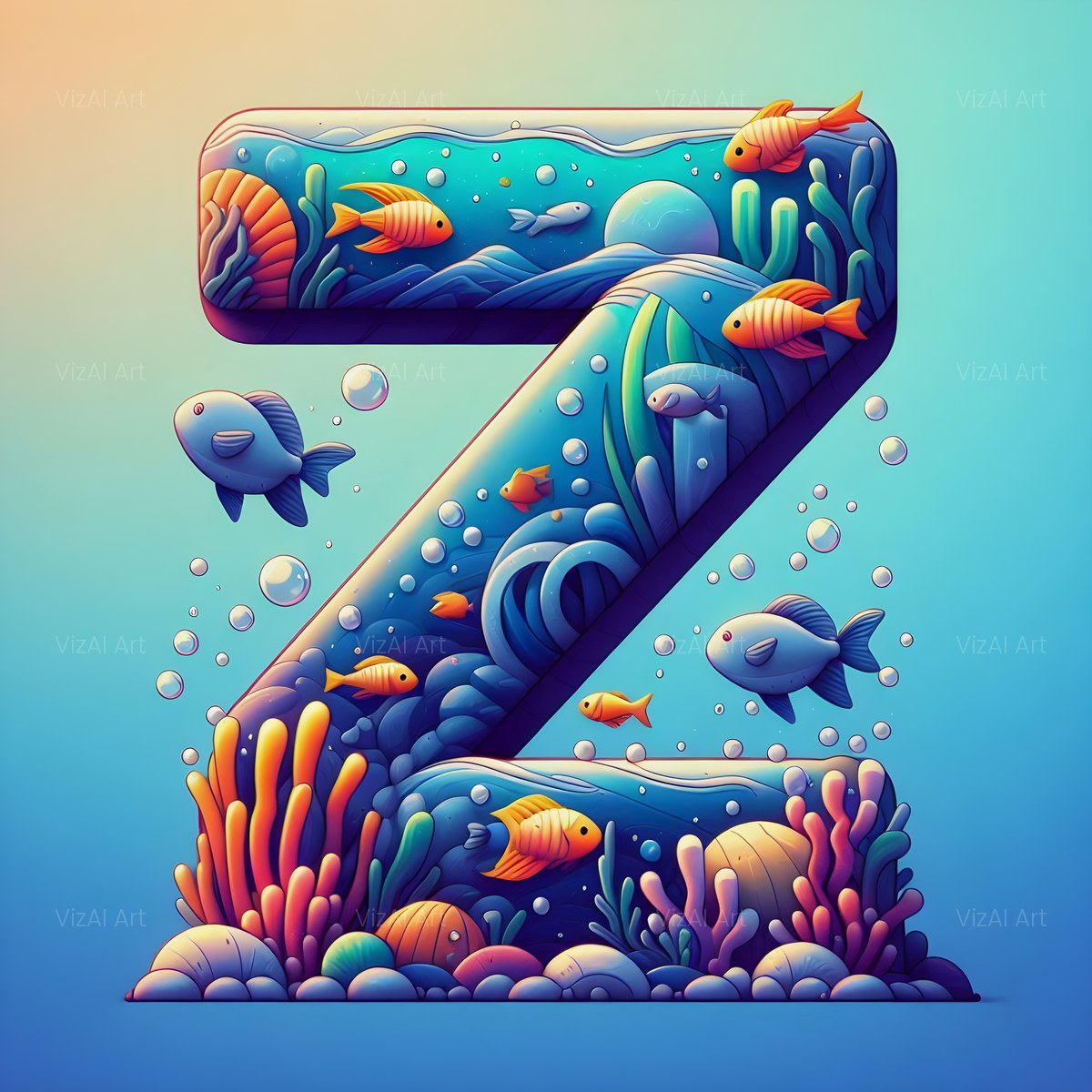 Coral Reef Fish alphabet — printable letter Z