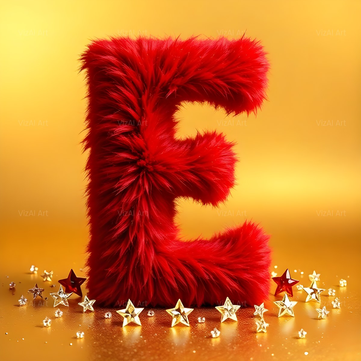 Crimson Plush Fur alphabet — printable letter E
