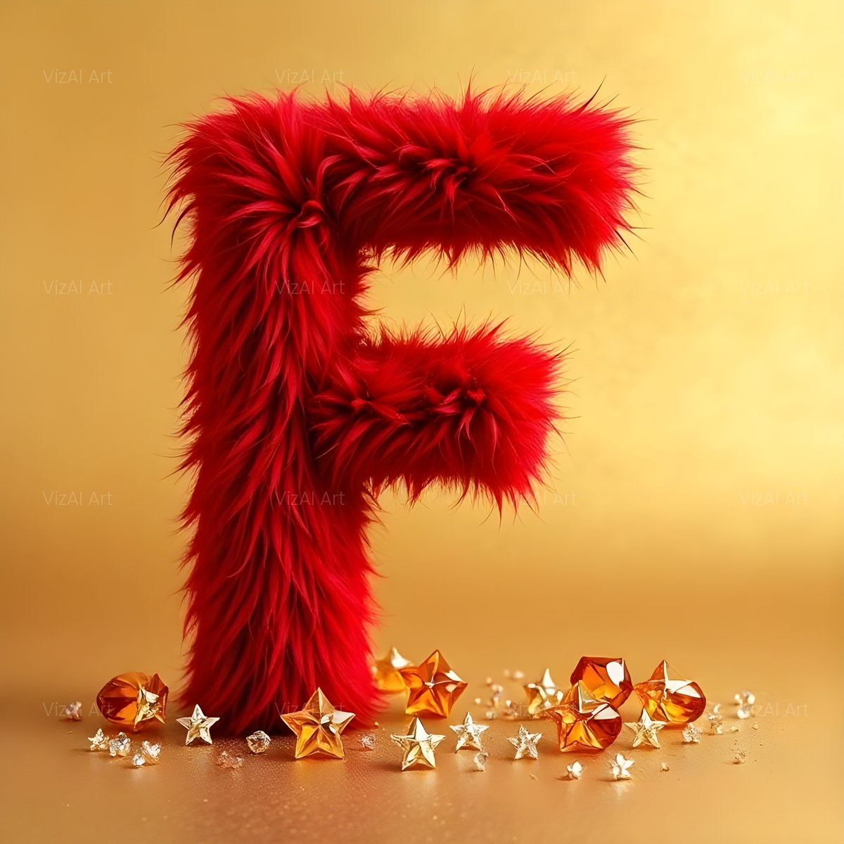Crimson Plush Fur alphabet — printable letter F