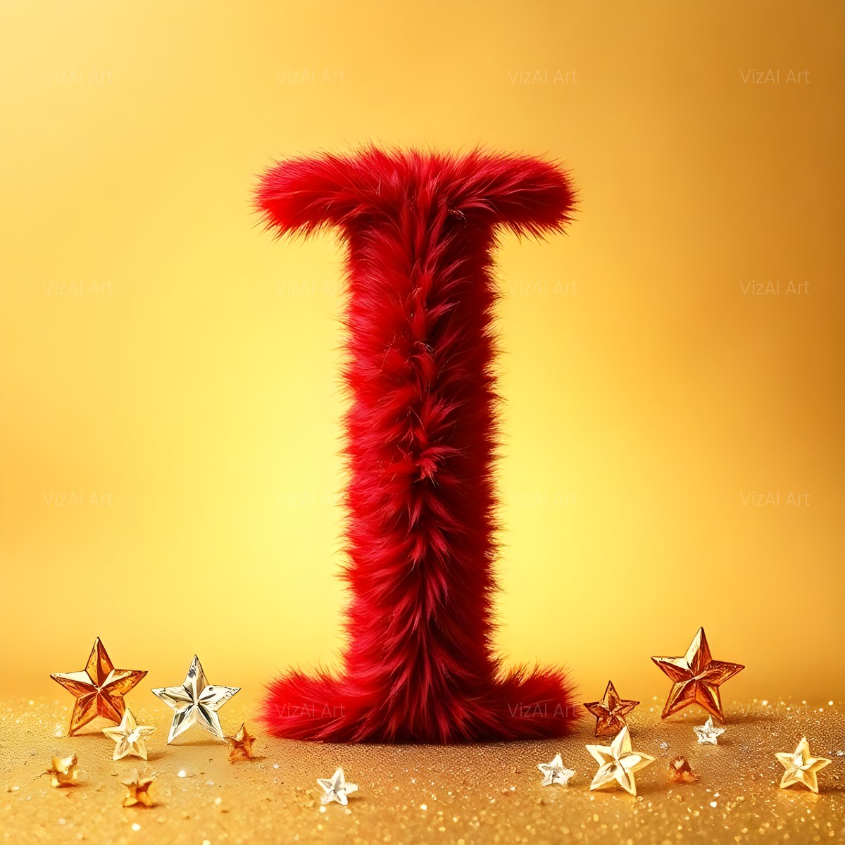 Crimson Plush Fur alphabet — printable letter I