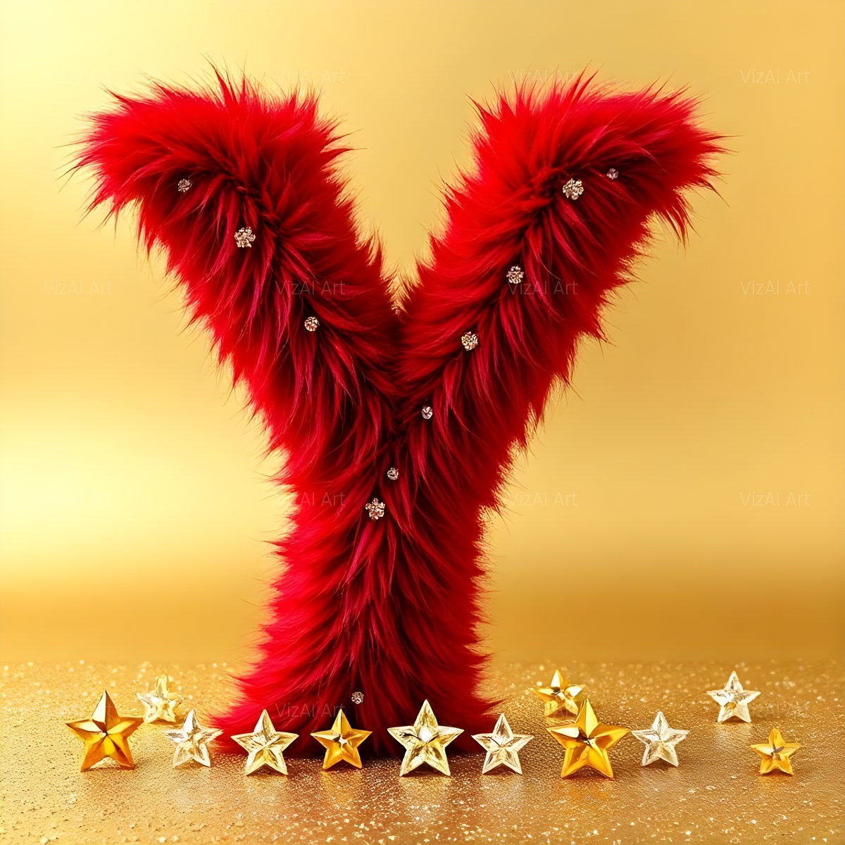 Crimson Plush Fur alphabet — printable letter Y