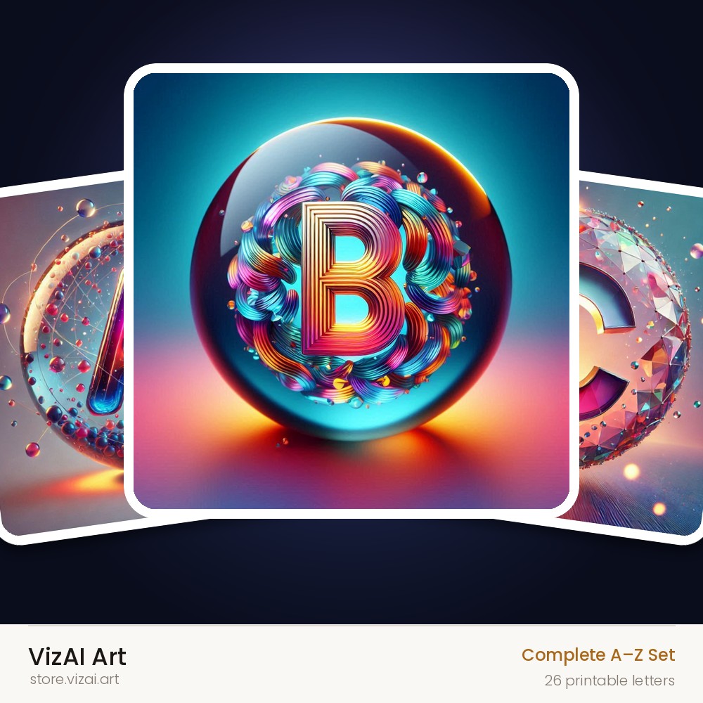 VizAI Art — complete A–Z printable alphabet set