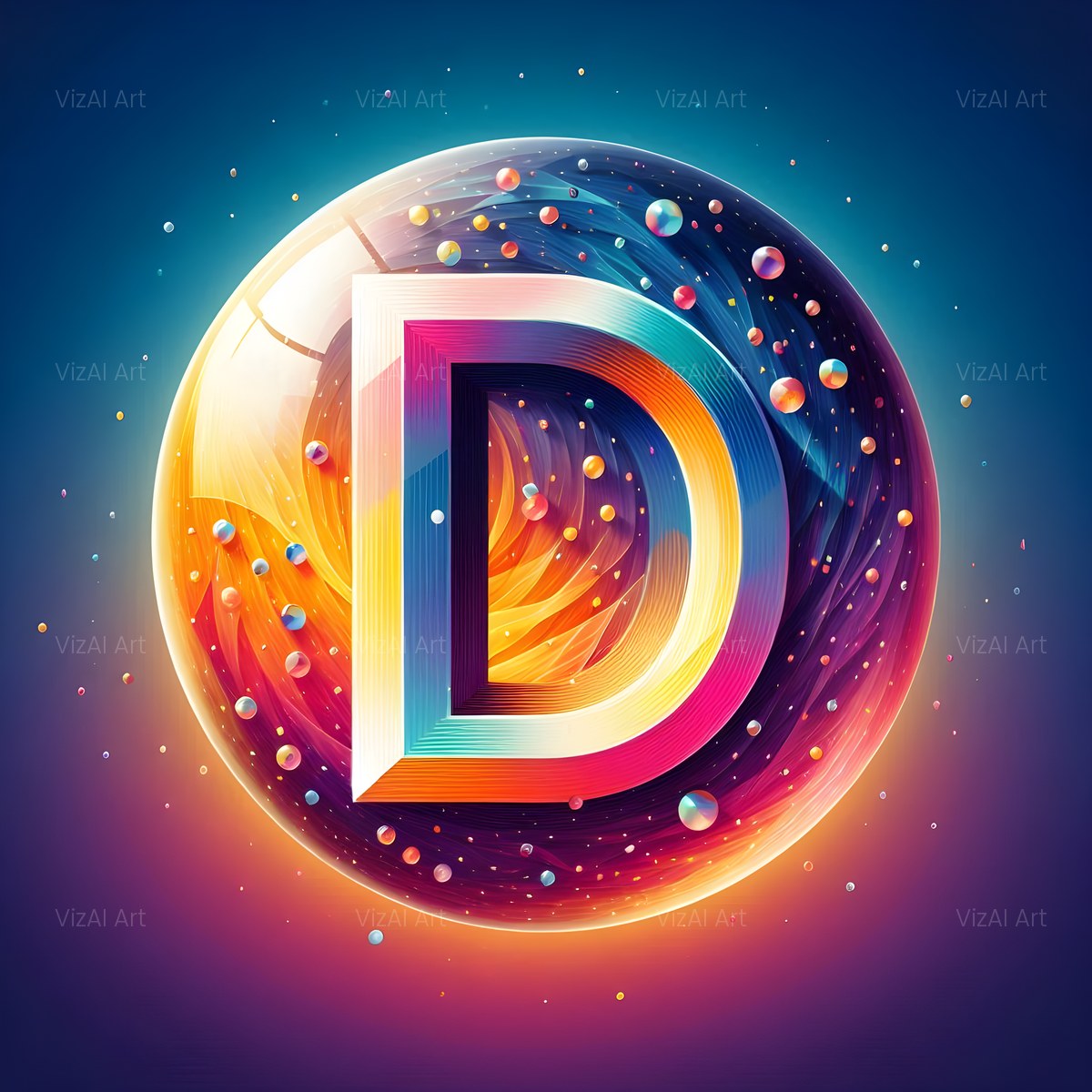 Crystal Ball alphabet — printable letter D