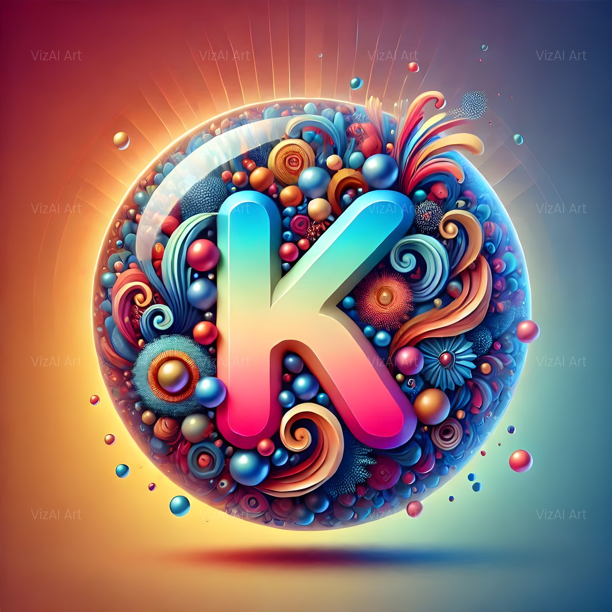 Crystal Ball alphabet — printable letter K