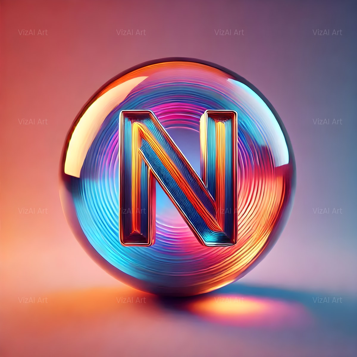Crystal Ball alphabet — printable letter N