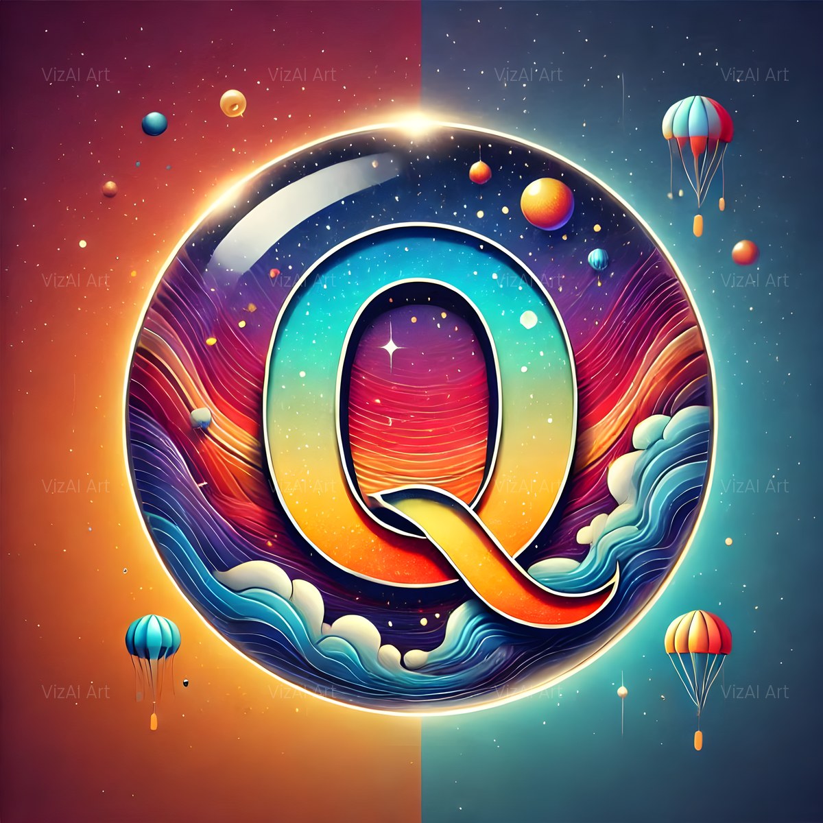 Crystal Ball alphabet — printable letter Q