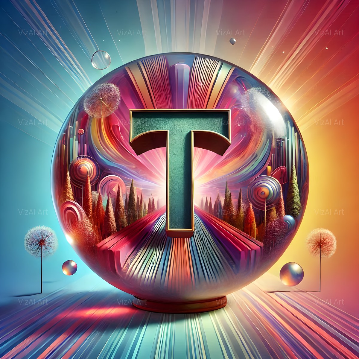 Crystal Ball alphabet — printable letter T
