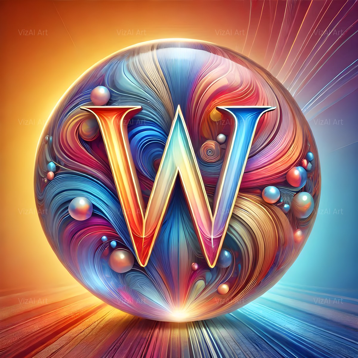 Crystal Ball alphabet — printable letter W