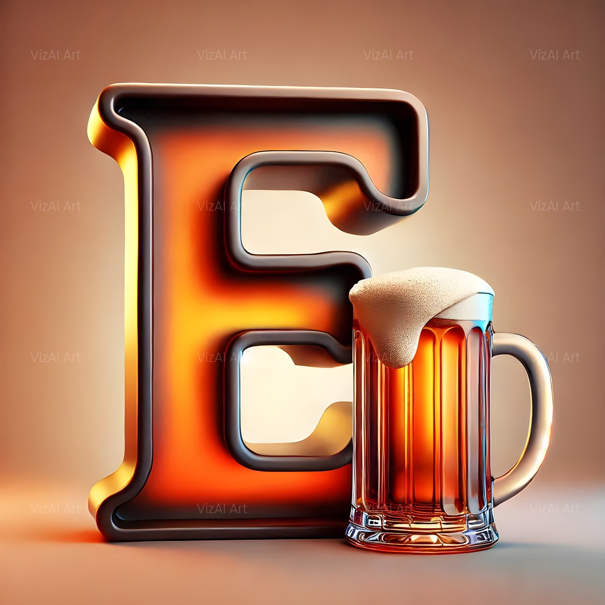 Craft Beer Tankard alphabet — printable letter E