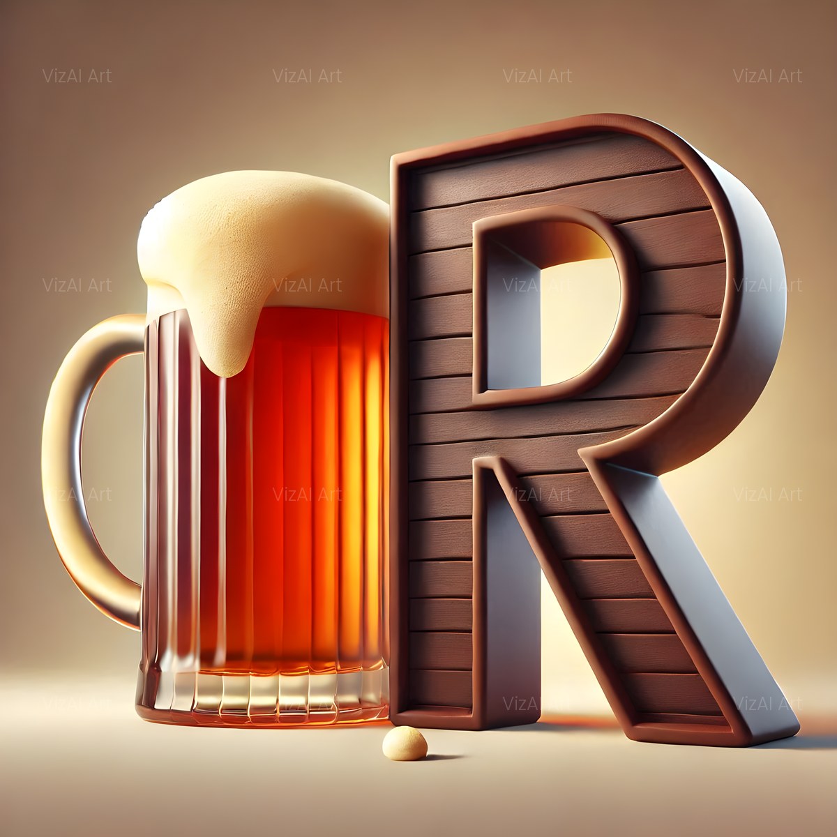 Craft Beer Tankard alphabet — printable letter R