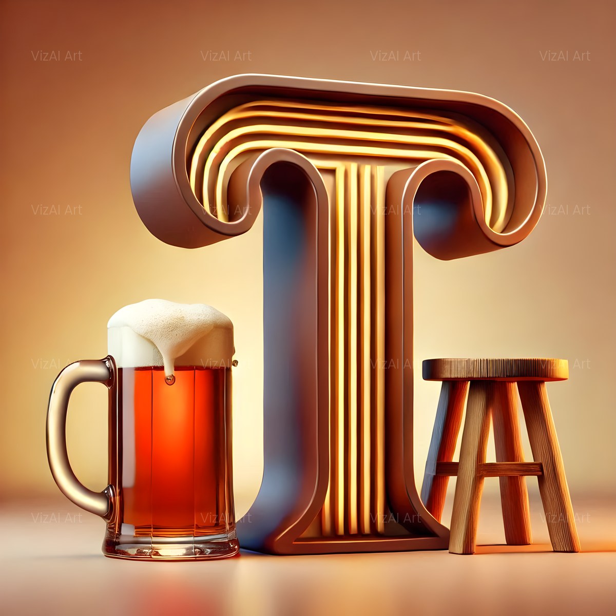 Craft Beer Tankard alphabet — printable letter T