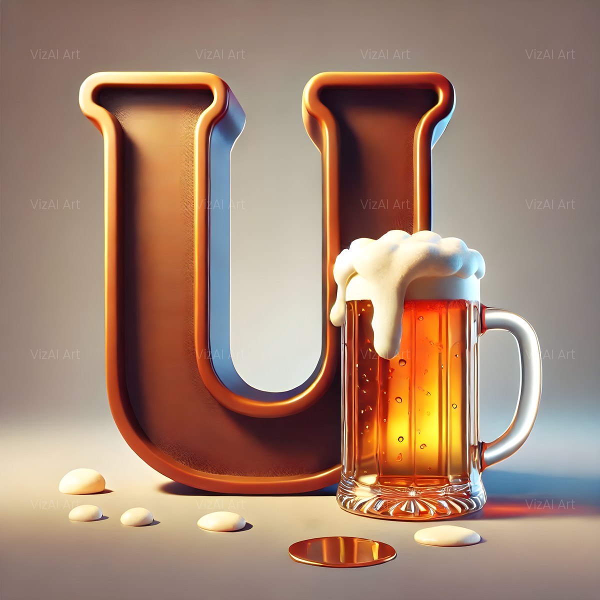 Craft Beer Tankard alphabet — printable letter U