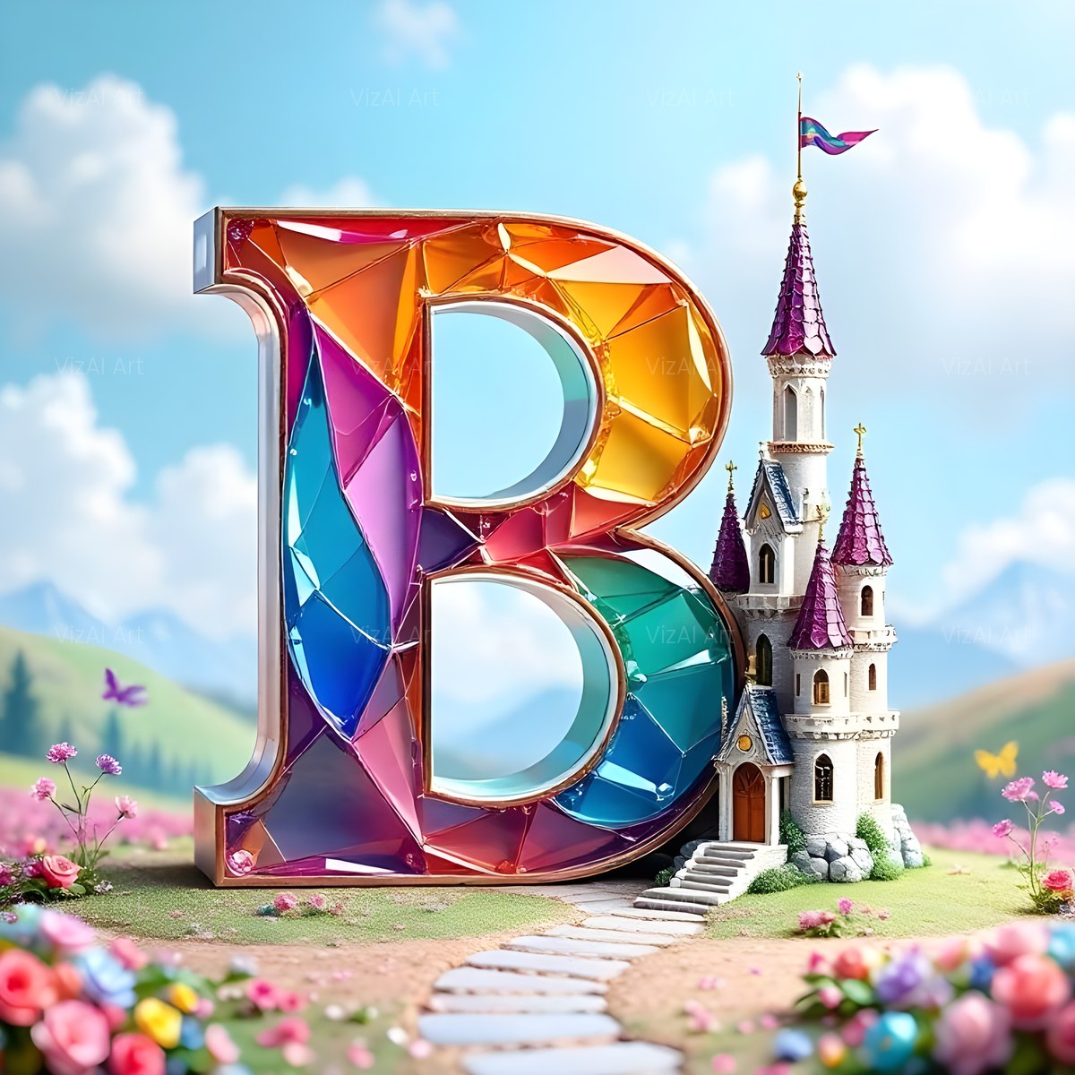 Fairytale Castle alphabet — printable letter B