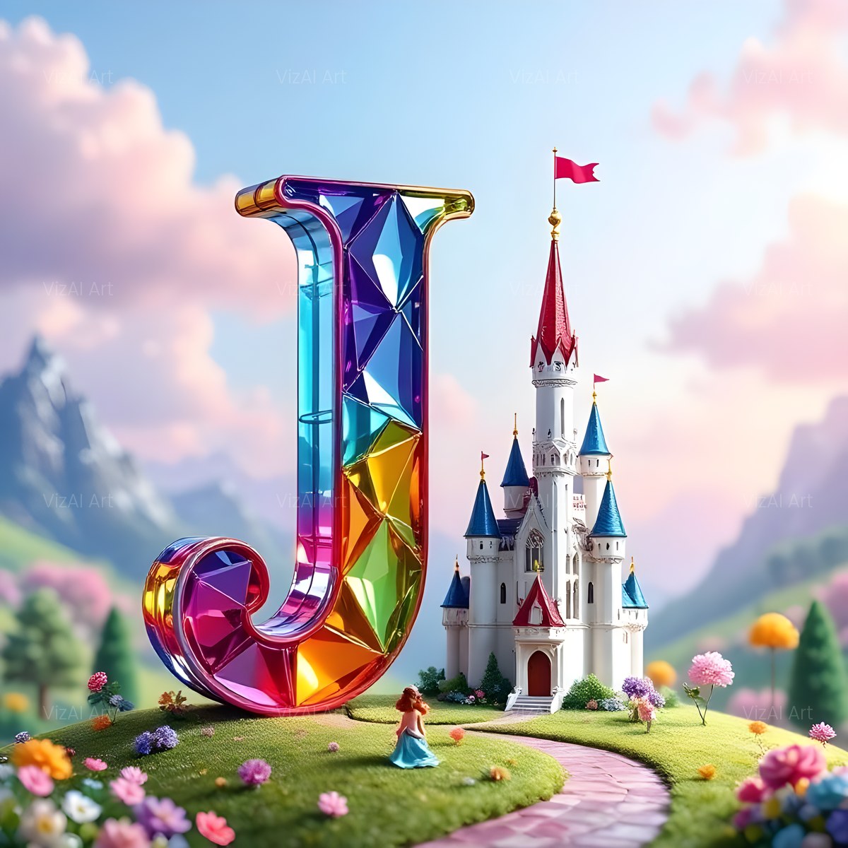Fairytale Castle alphabet — printable letter J