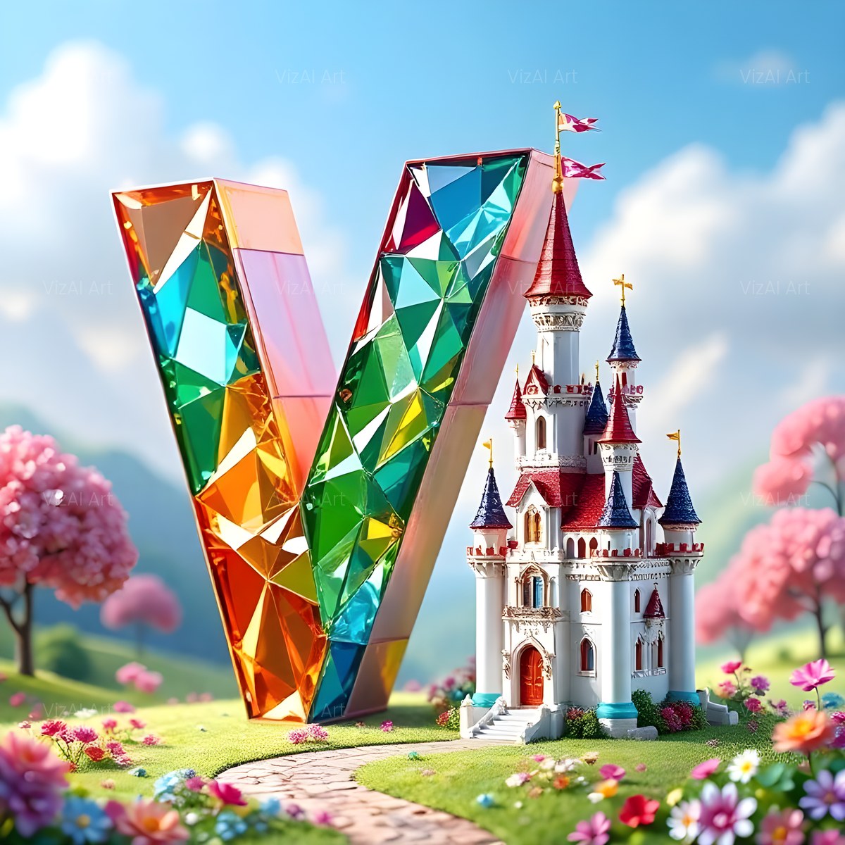 Fairytale Castle alphabet — printable letter V