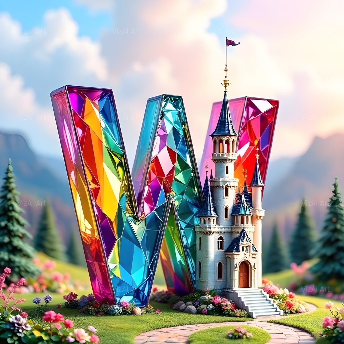 Fairytale Castle alphabet — printable letter W