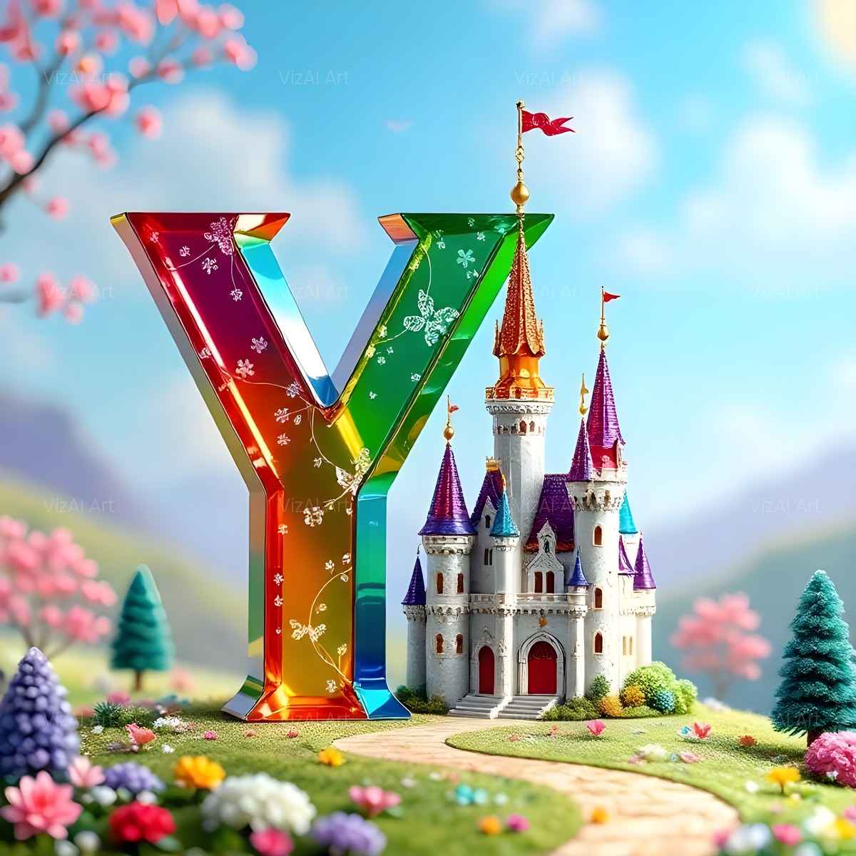 Fairytale Castle alphabet — printable letter Y