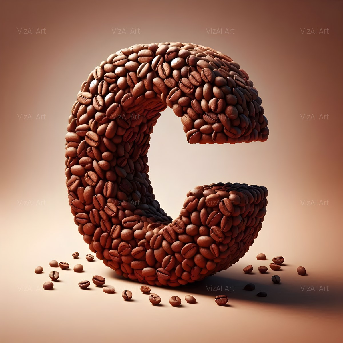 Coffee Bean alphabet — printable letter C
