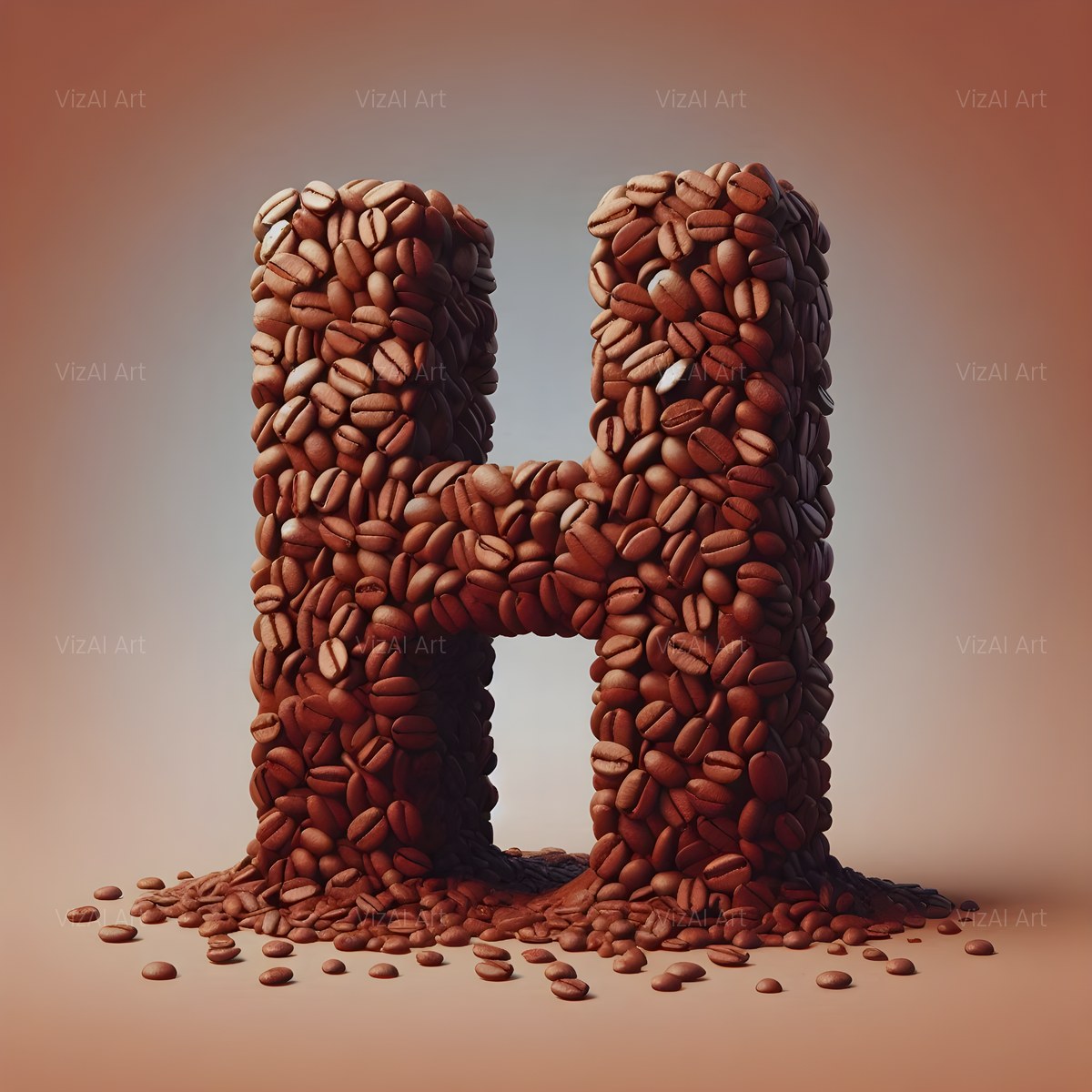 Coffee Bean alphabet — printable letter H