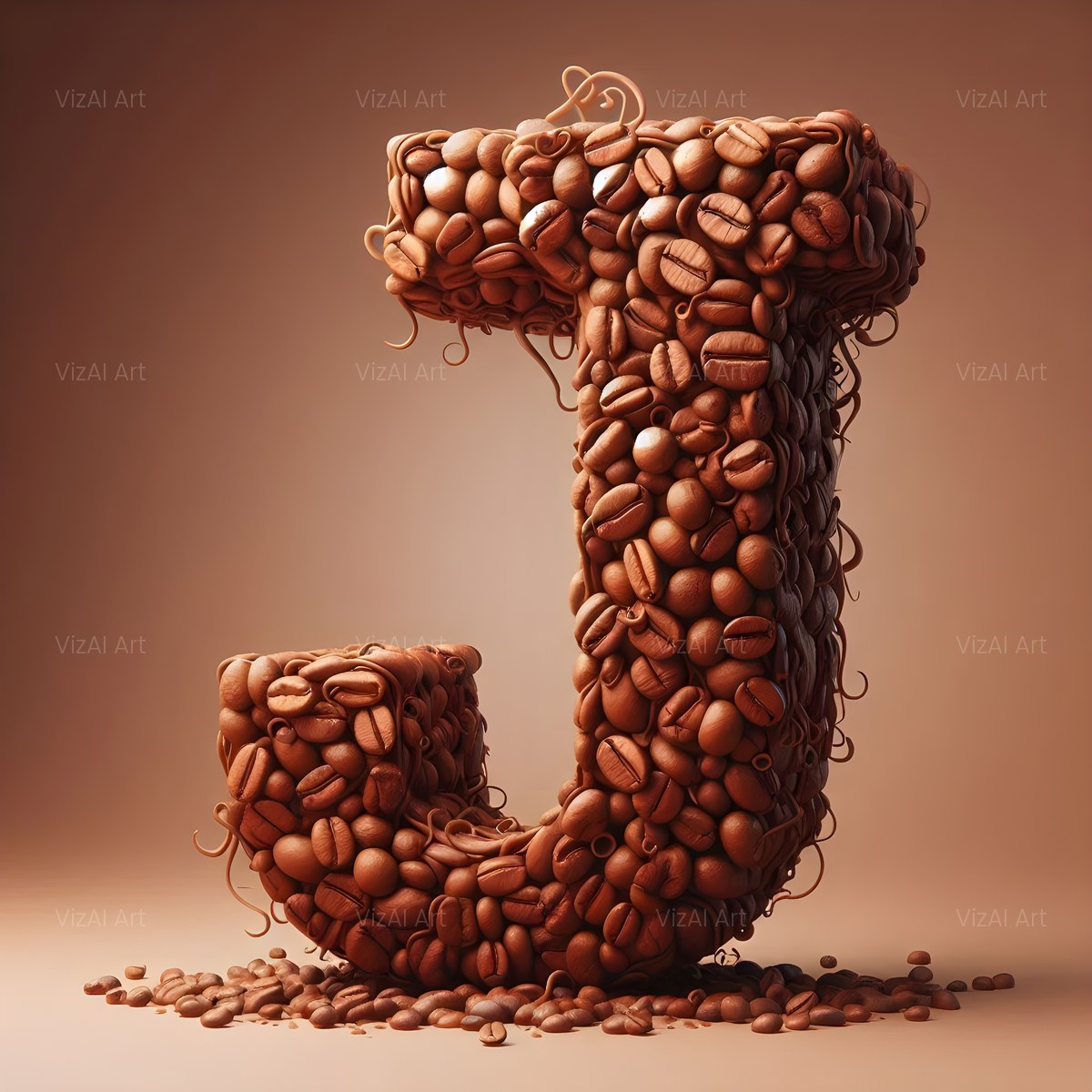 Coffee Bean alphabet — printable letter J