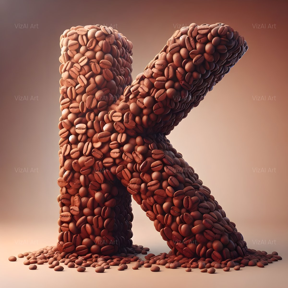 Coffee Bean alphabet — printable letter K