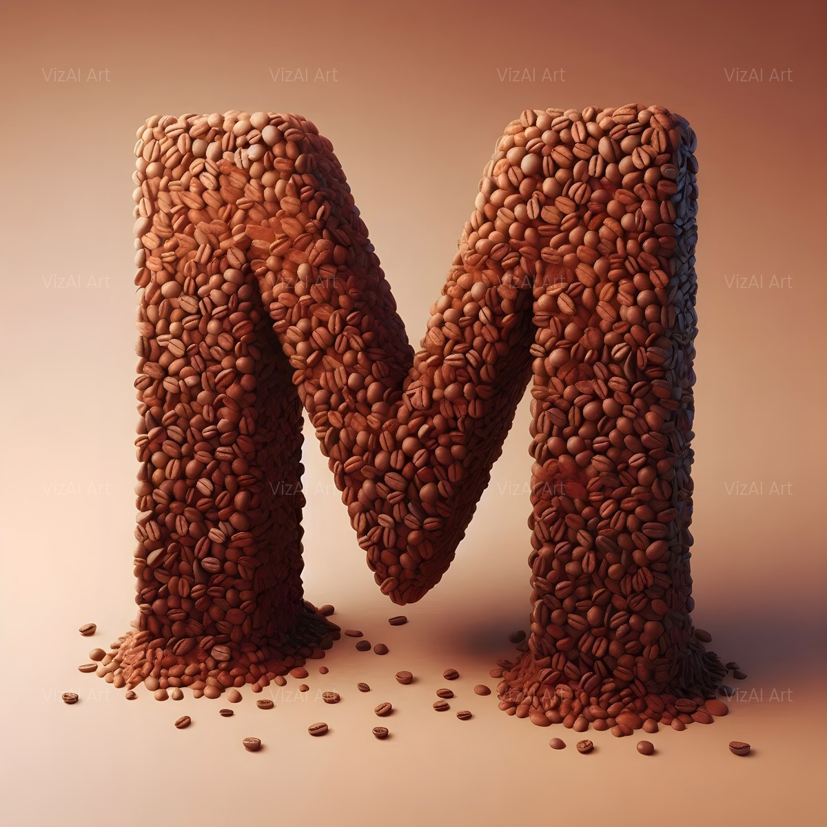 Coffee Bean alphabet — printable letter M