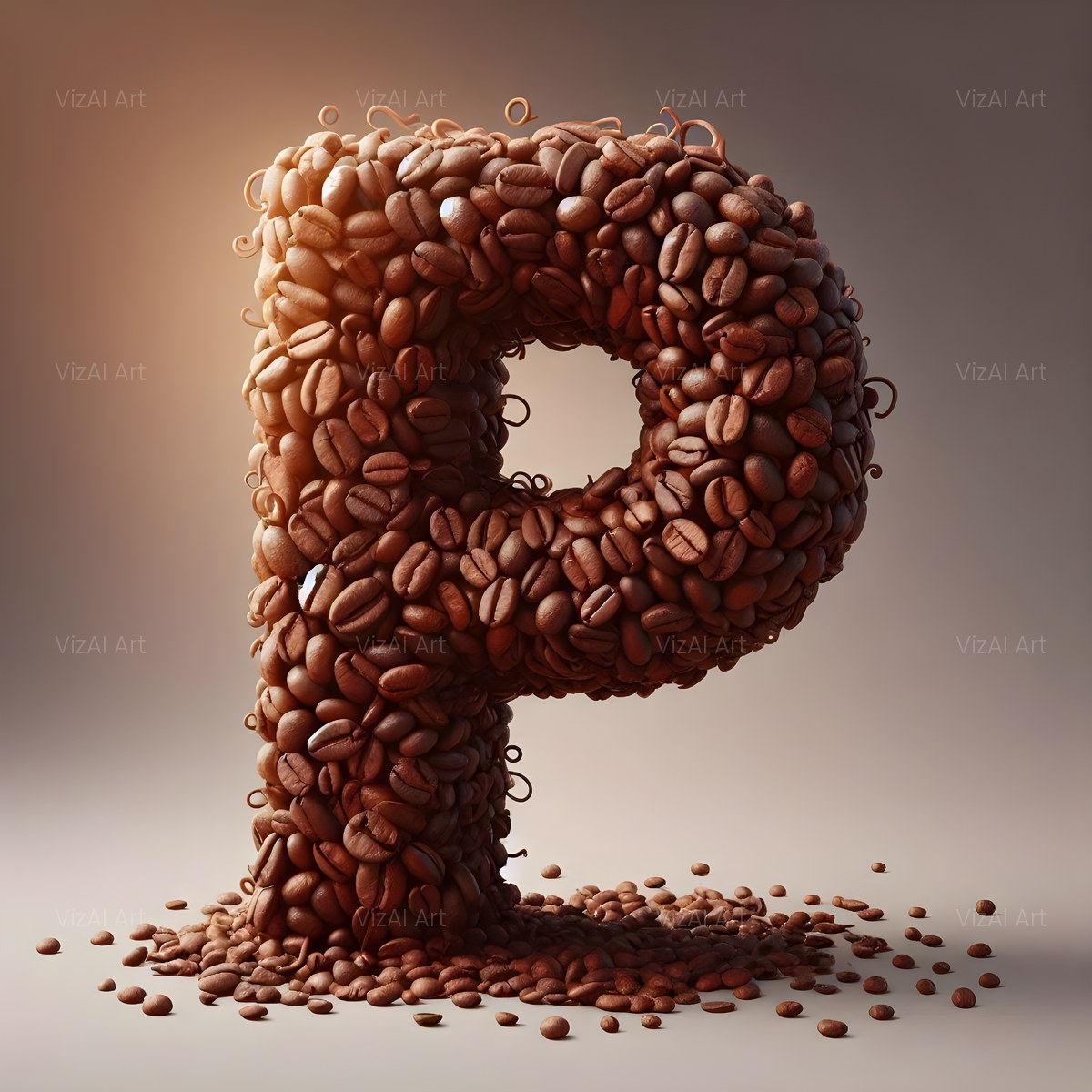 Coffee Bean alphabet — printable letter P