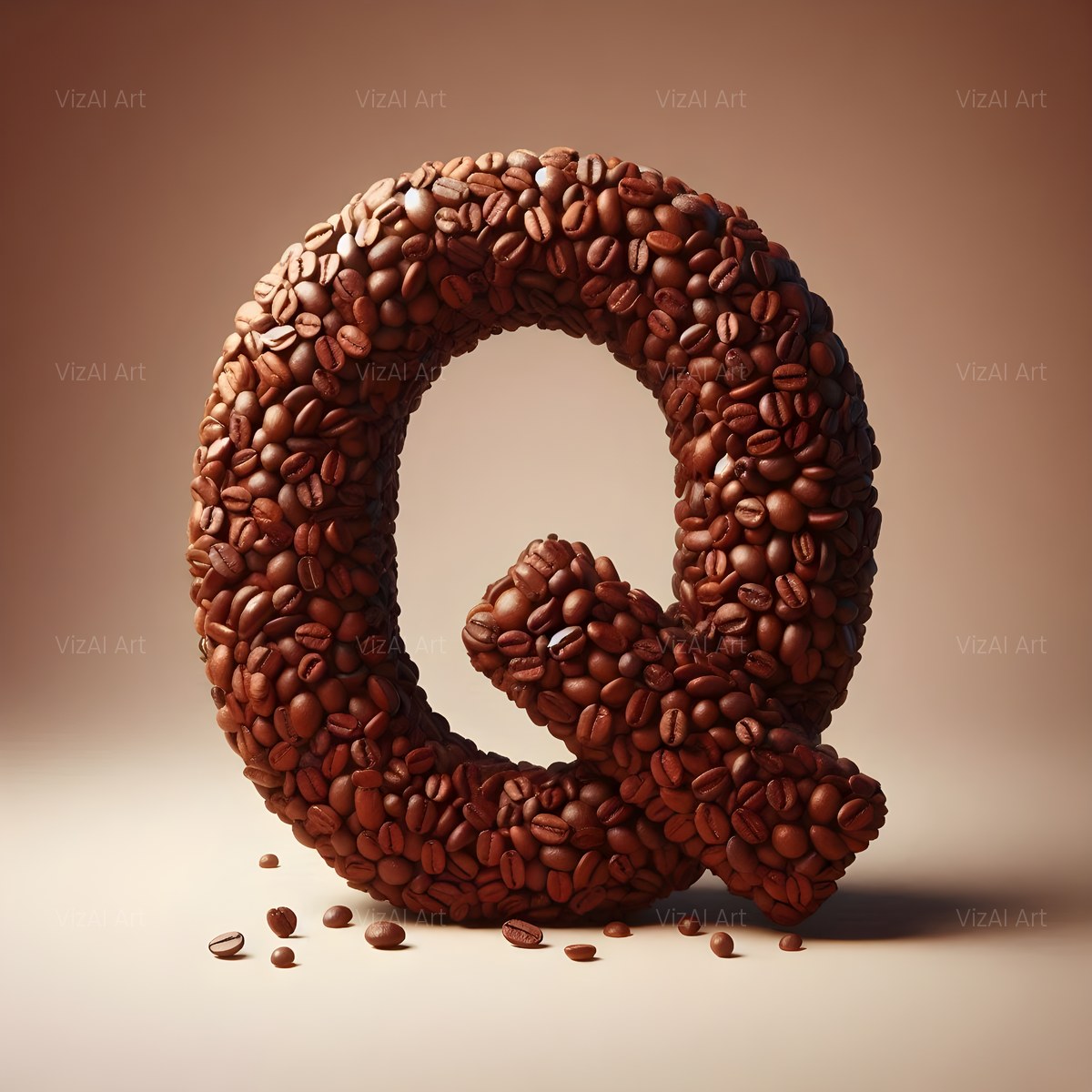 Coffee Bean alphabet — printable letter Q