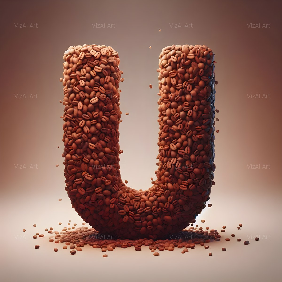 Coffee Bean alphabet — printable letter U
