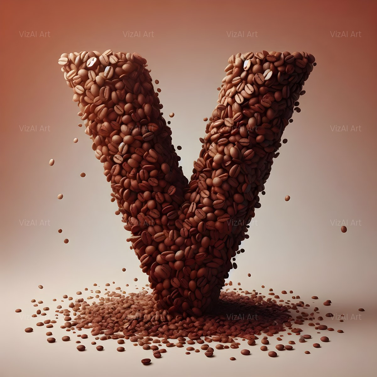 Coffee Bean alphabet — printable letter V