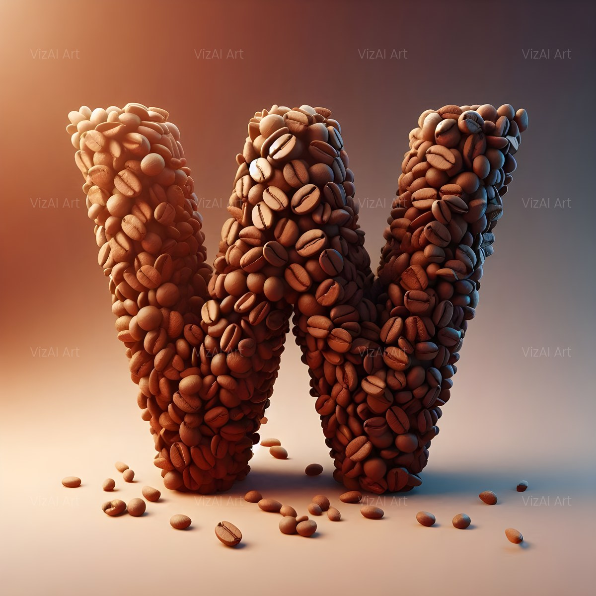 Coffee Bean alphabet — printable letter W