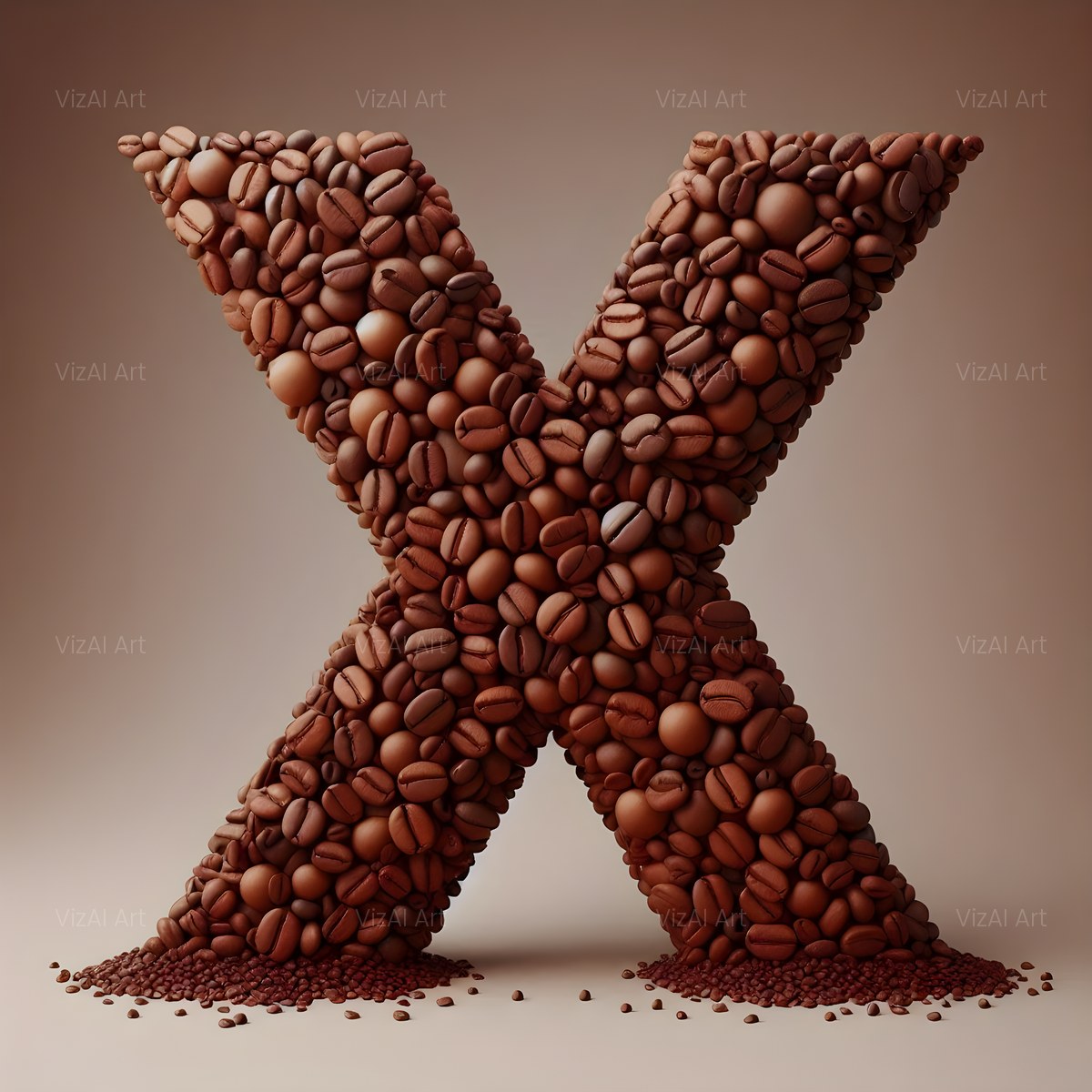 Coffee Bean alphabet — printable letter X