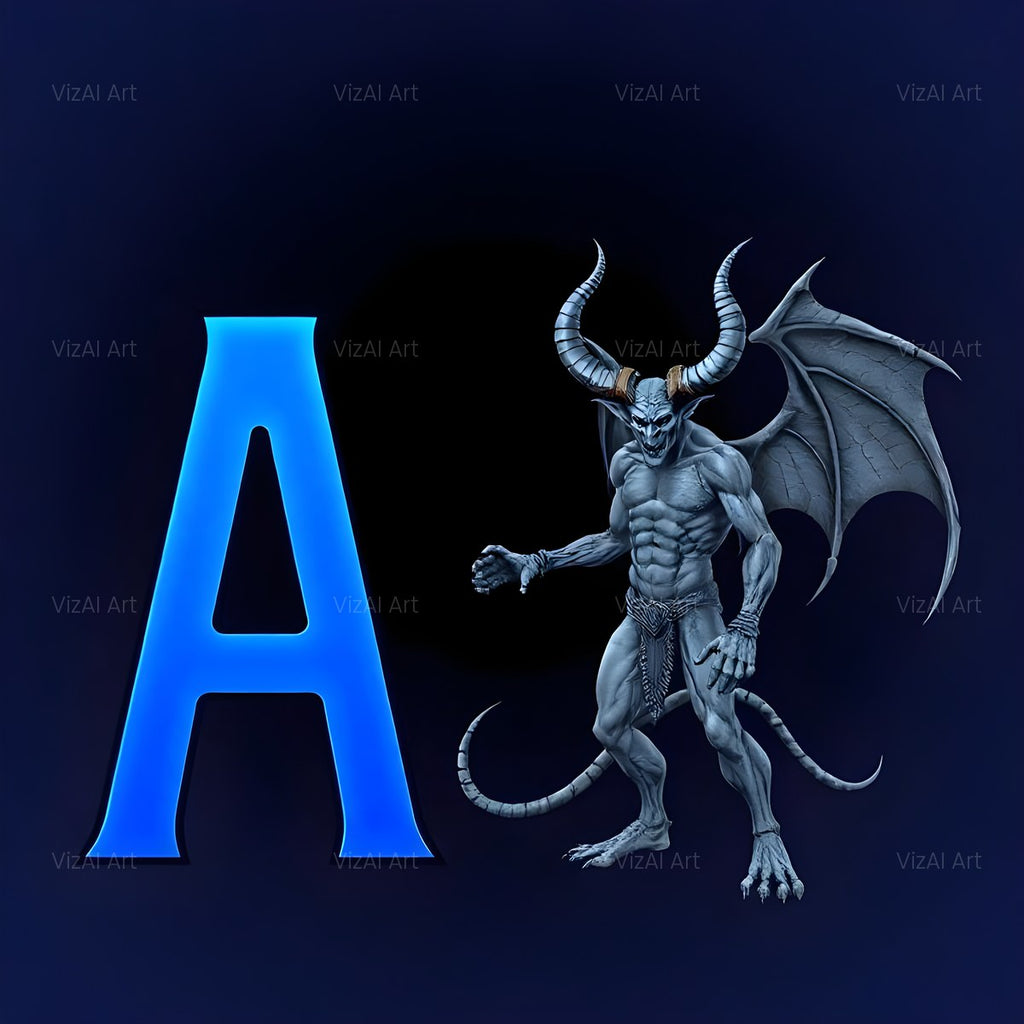 Blue Devil alphabet — printable letter A
