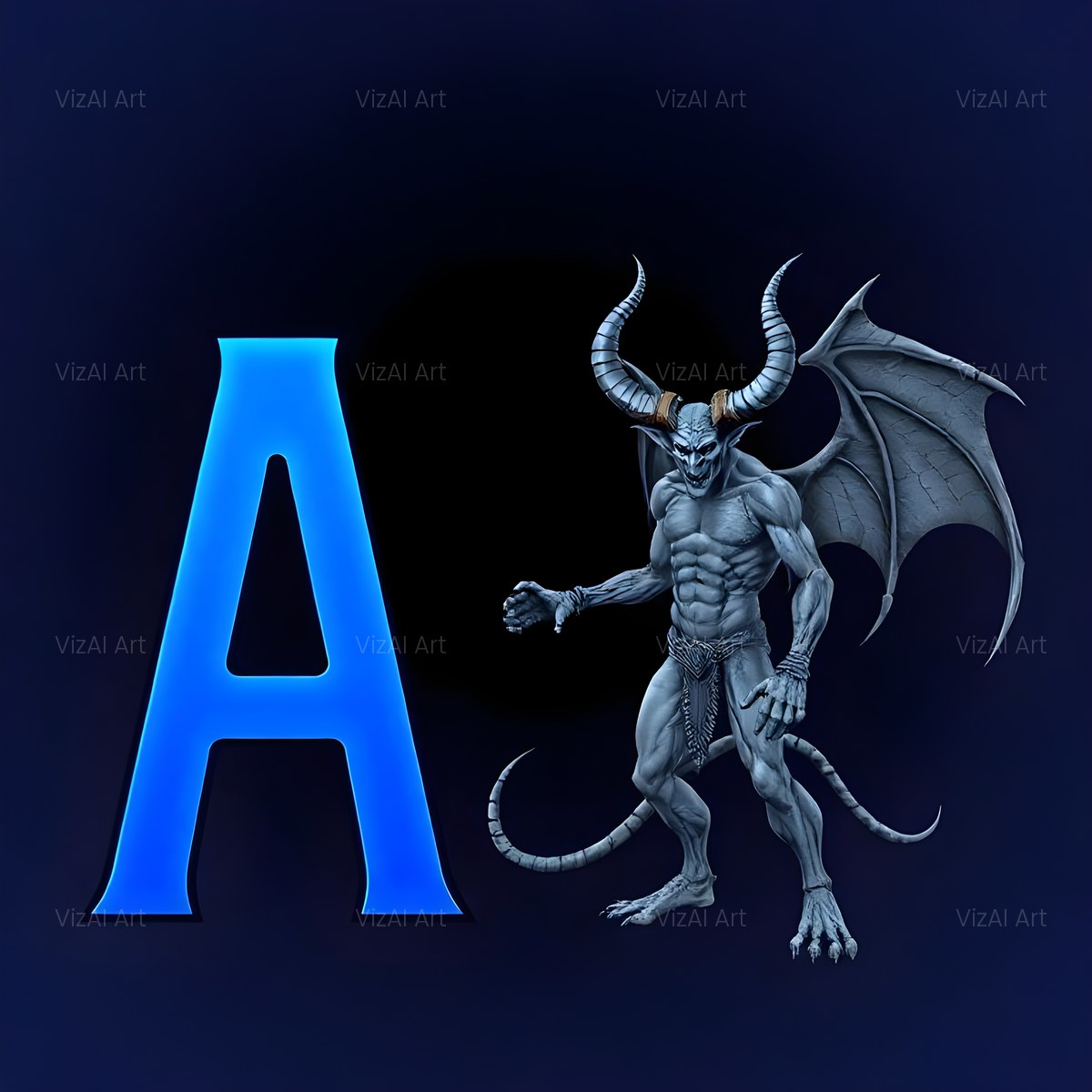 Blue Devil alphabet — printable letter A