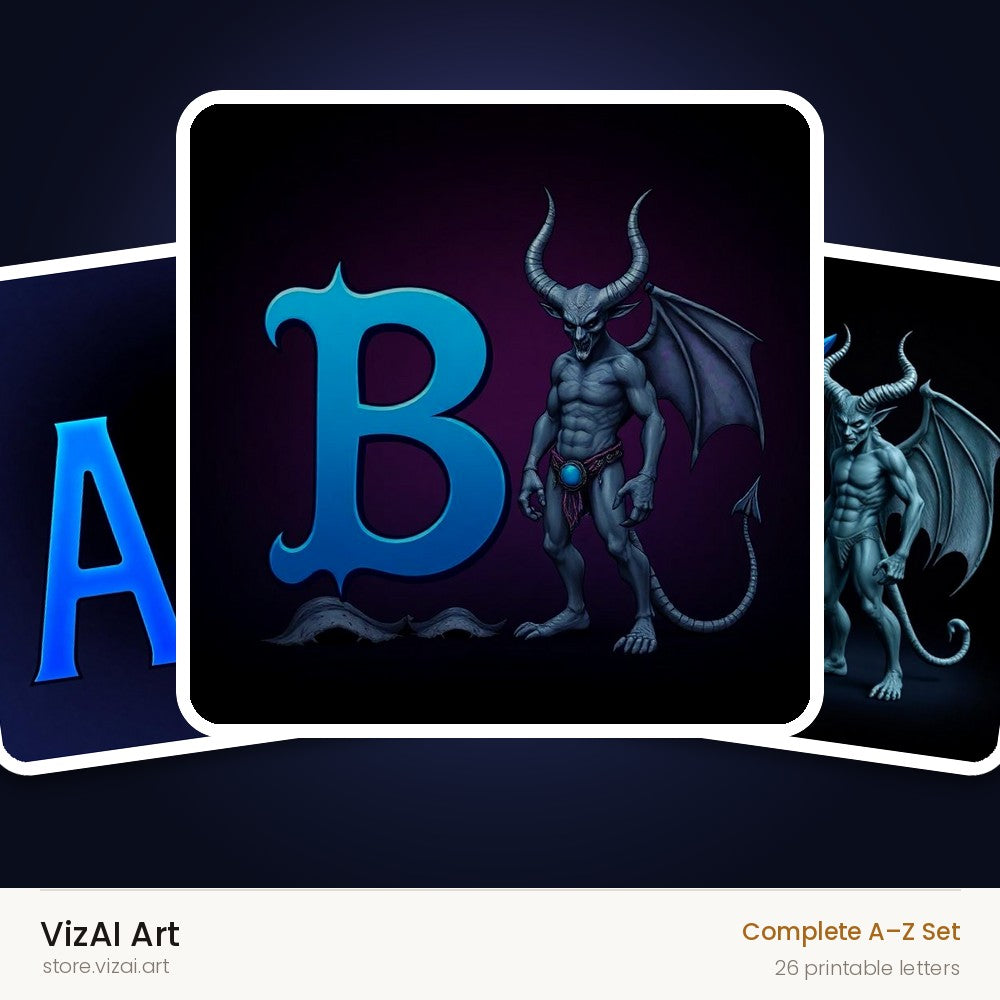VizAI Art — complete A–Z printable alphabet set
