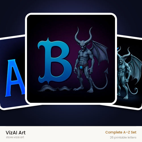 VizAI Art — complete A–Z printable alphabet set