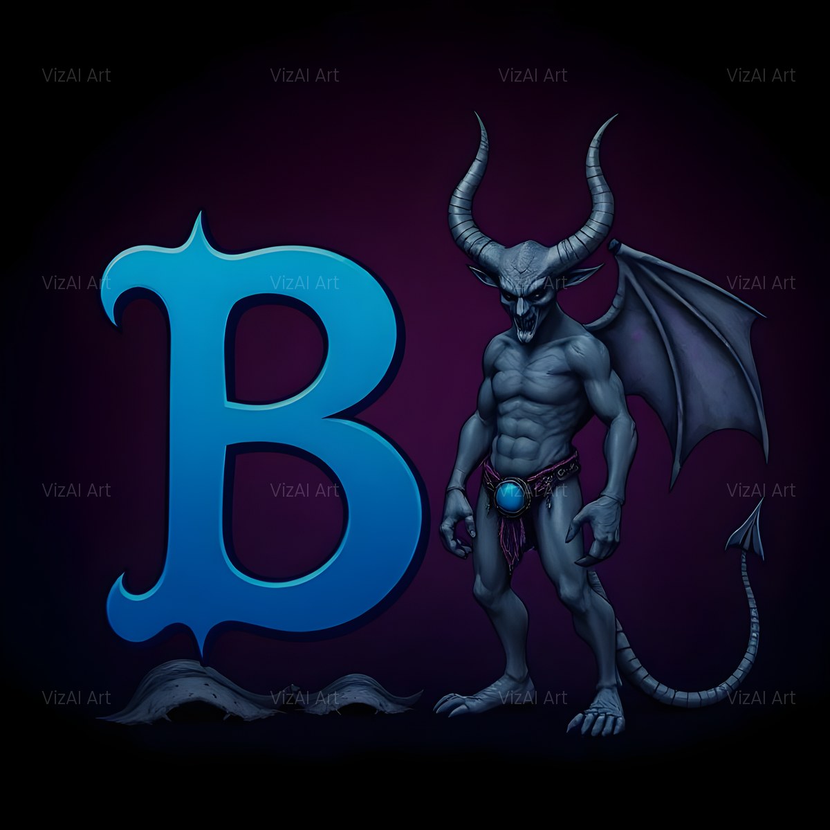 Blue Devil alphabet — printable letter B