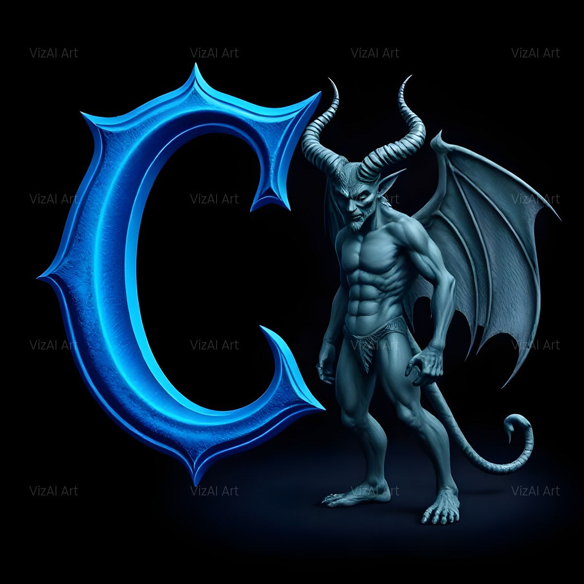 Blue Devil alphabet — printable letter C