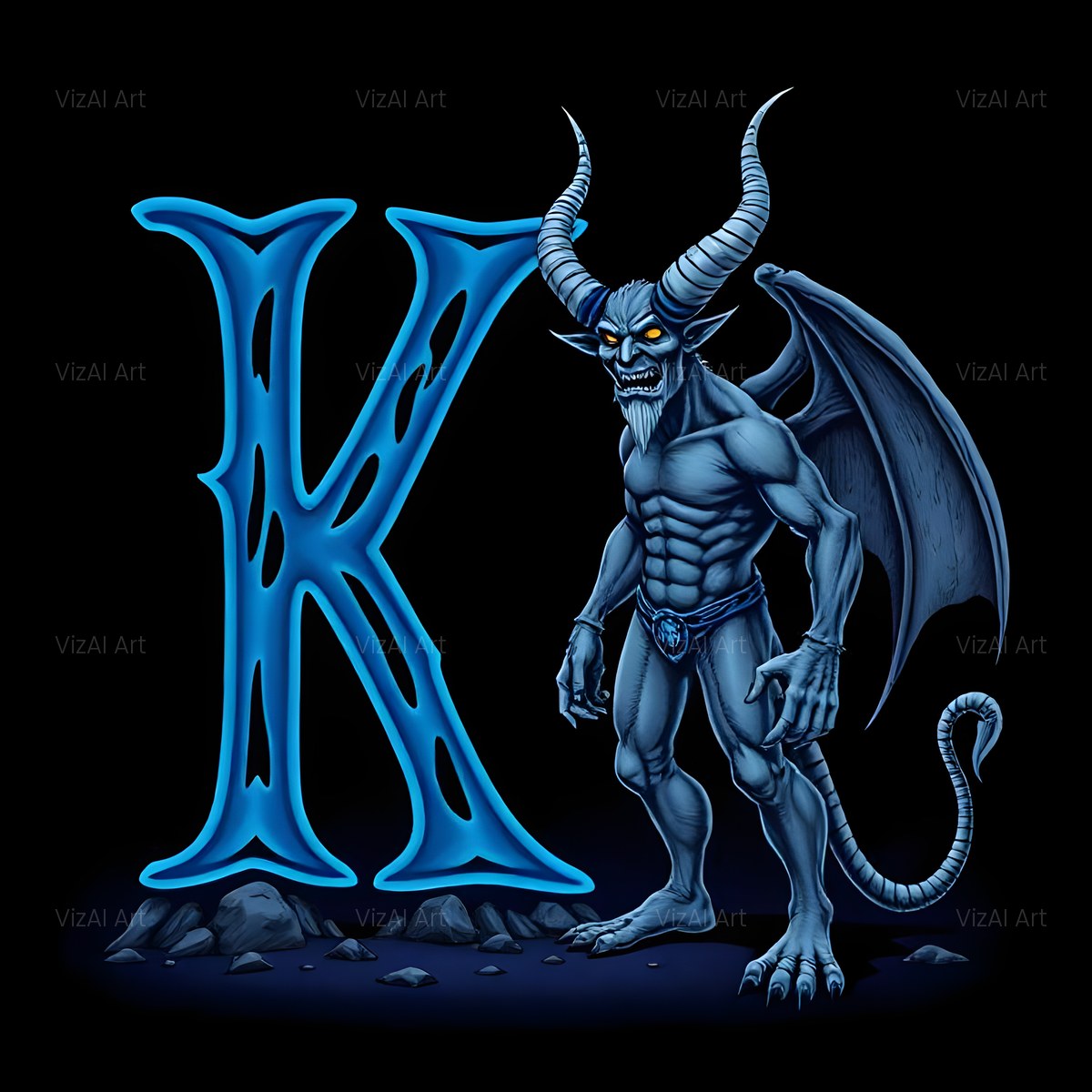 Blue Devil alphabet — printable letter K