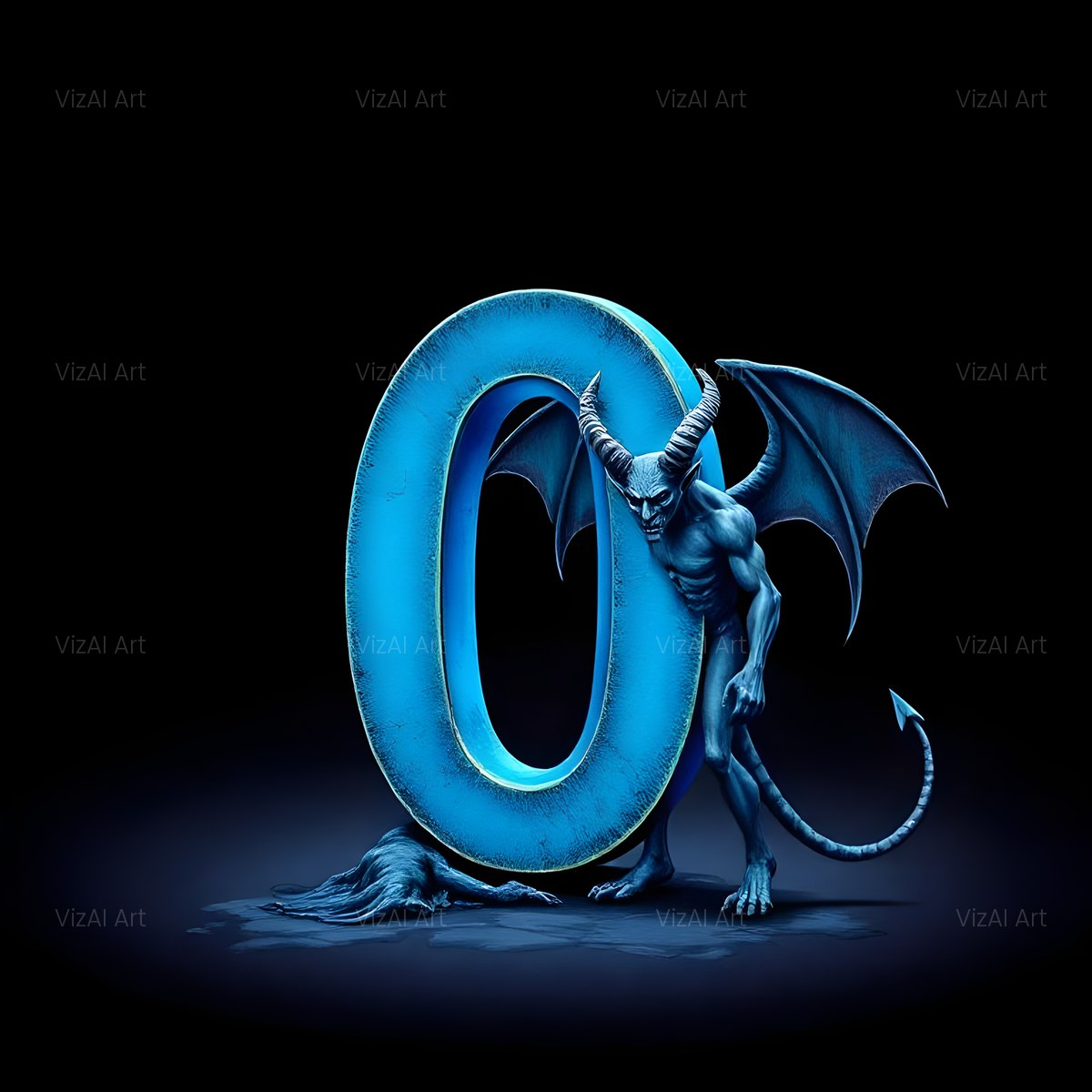 Blue Devil alphabet — printable letter O