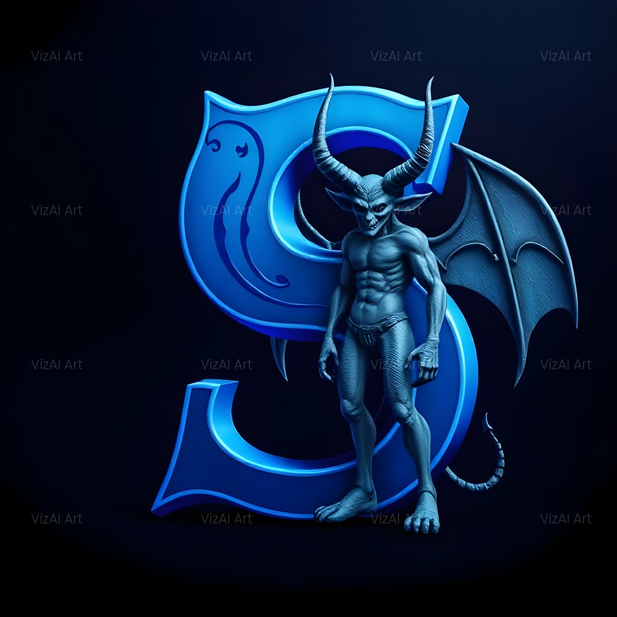 Blue Devil alphabet — printable letter S