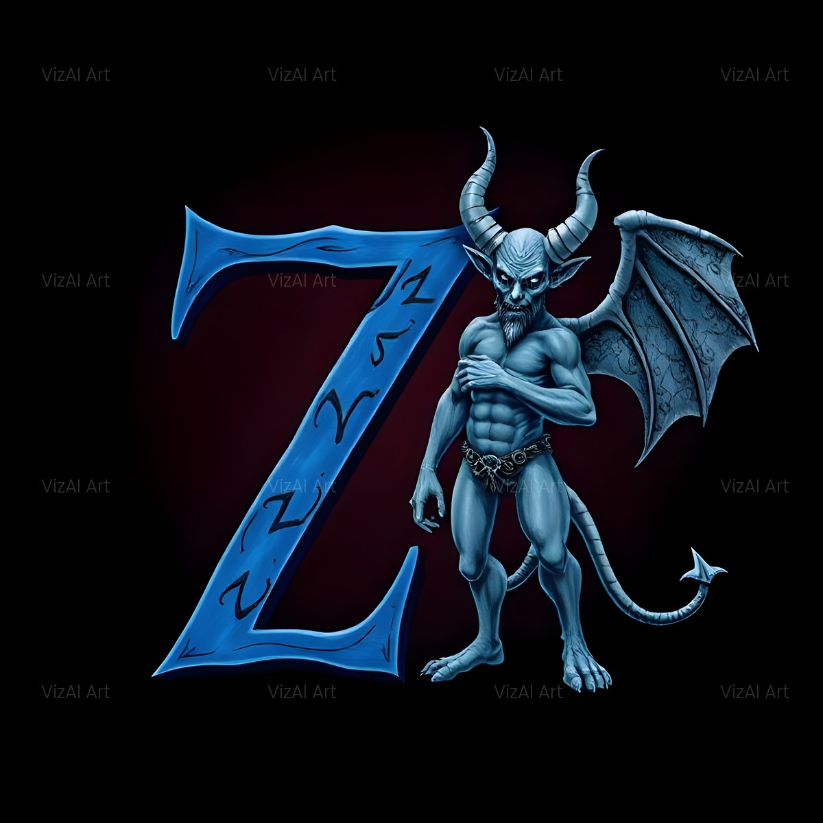 Blue Devil alphabet — printable letter Z