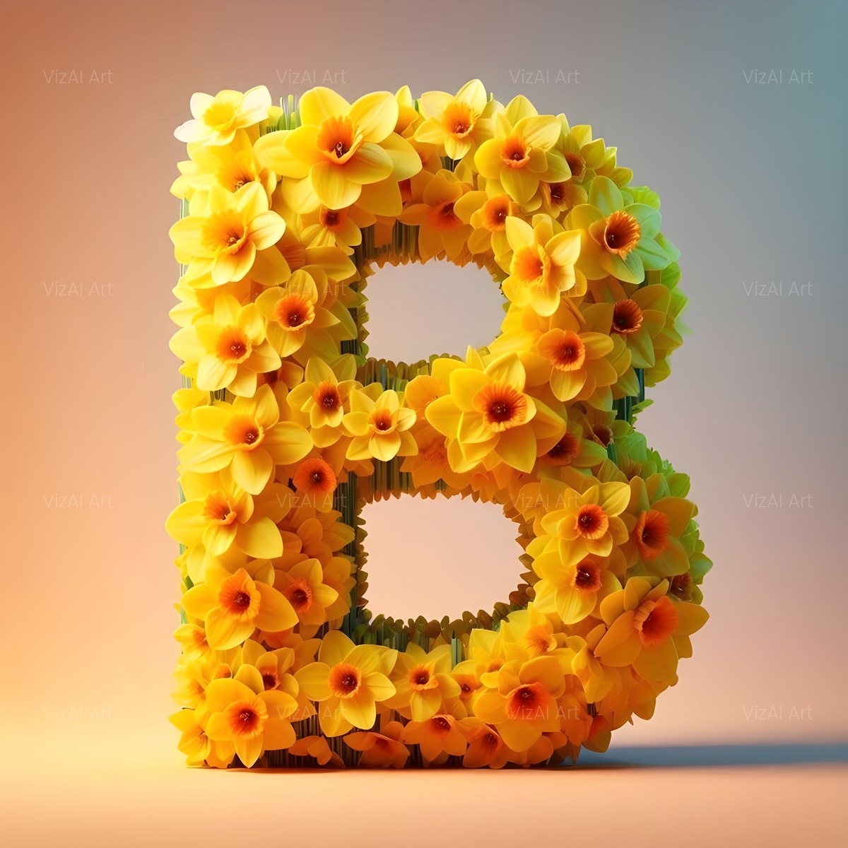 Daffodil Meadow alphabet — printable letter B