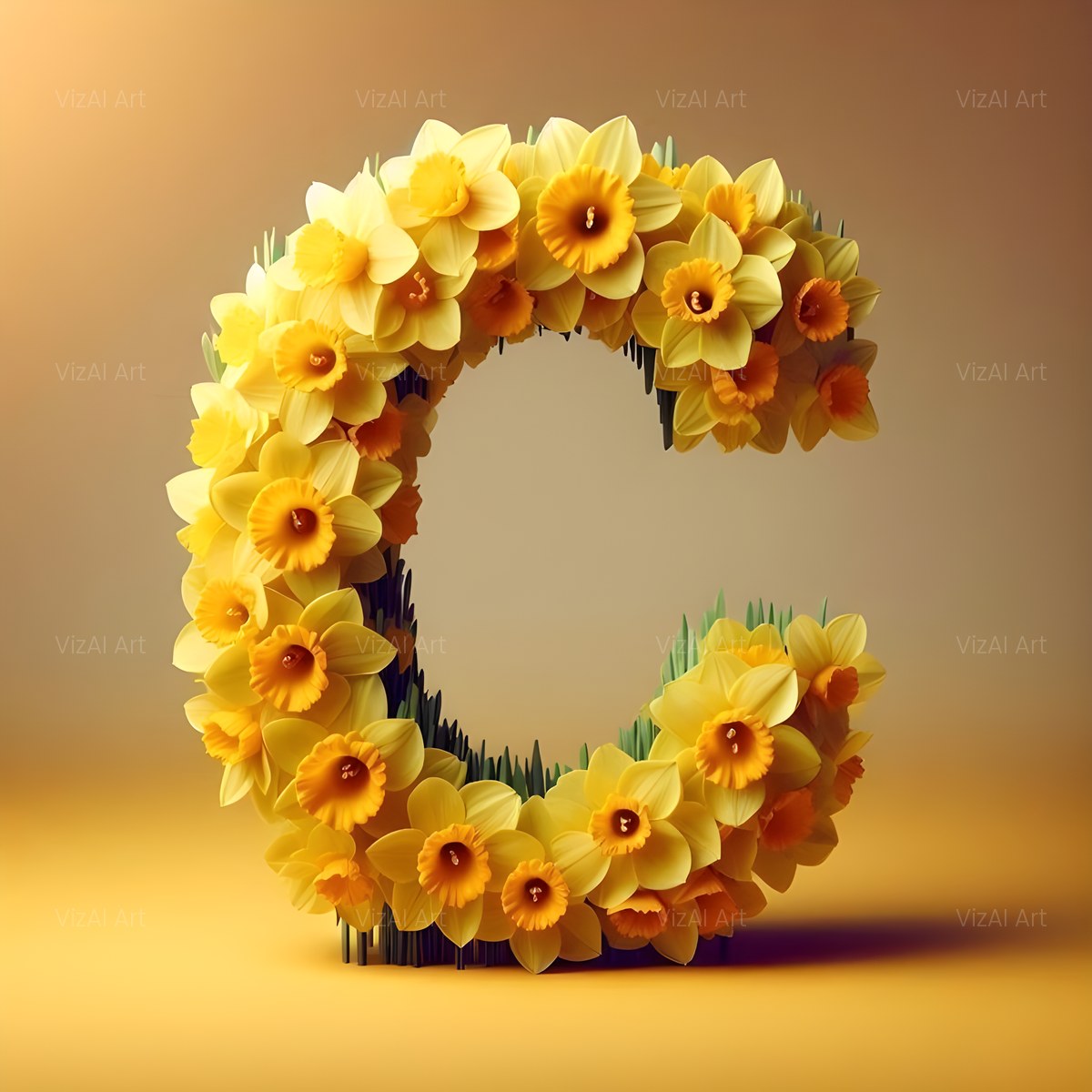 Daffodil Meadow alphabet — printable letter C